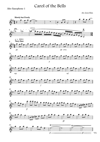 Carol of the Bells for Saxophone Quartet (arr. Arr. Joon Kim)