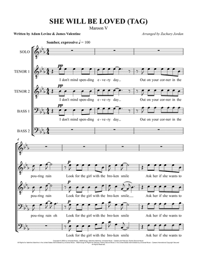 She Will Be Loved (arr. Zachary Jordan)