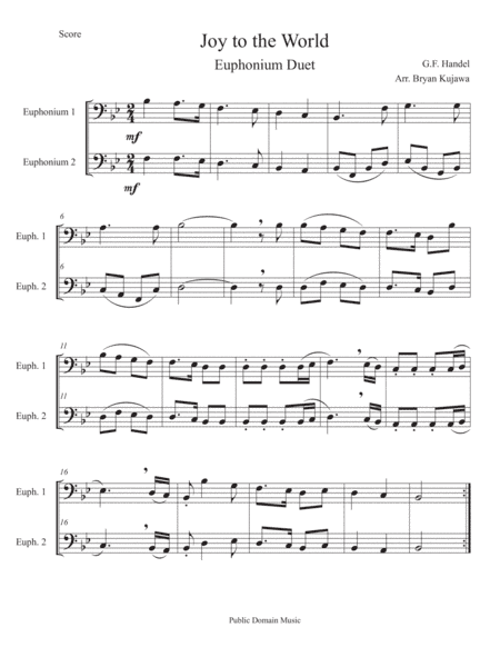 Joy to the World - Euphonium Duet (bass clef) (arr. Bryan Kujawa)