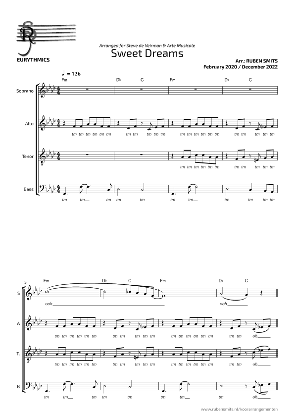 Sweet Dreams (are Made Of This) (arr. Ruben Smits)