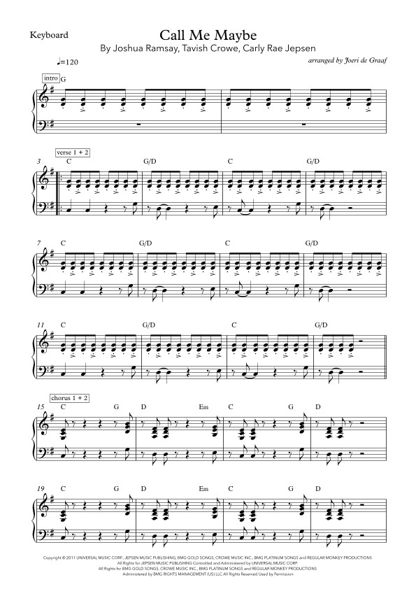 Call Me Maybe (arr. Joeri de Graaf)