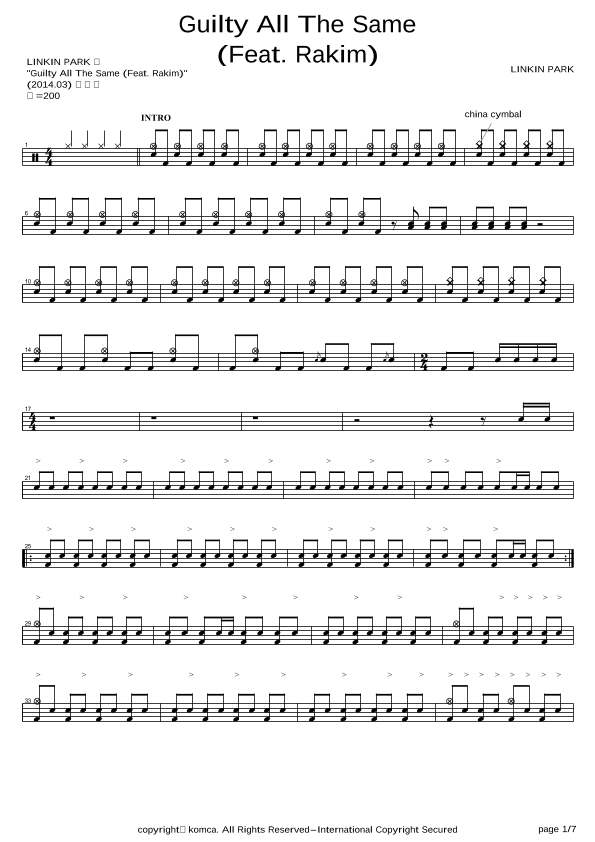 Guilty All The Same (arr. COPYDRUM)