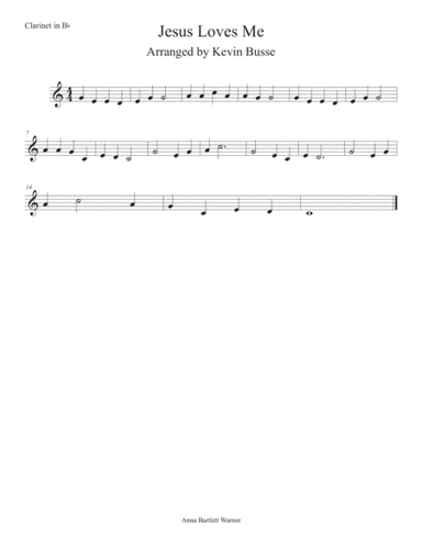 Jesus Loves Me (Easy key of C) - Clarinet (arr. Kevin Busse)