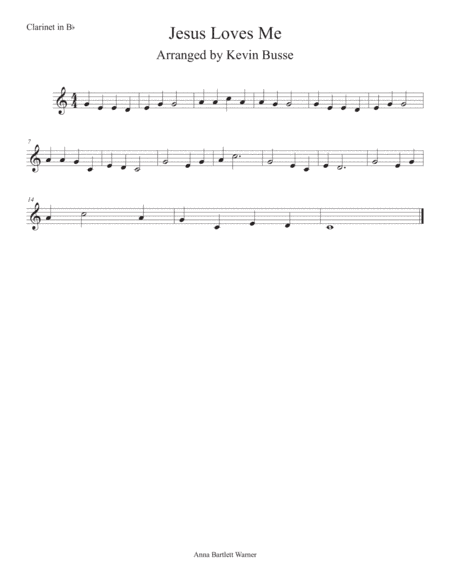 Jesus Loves Me (Easy key of C) - Clarinet (arr. Kevin Busse)
