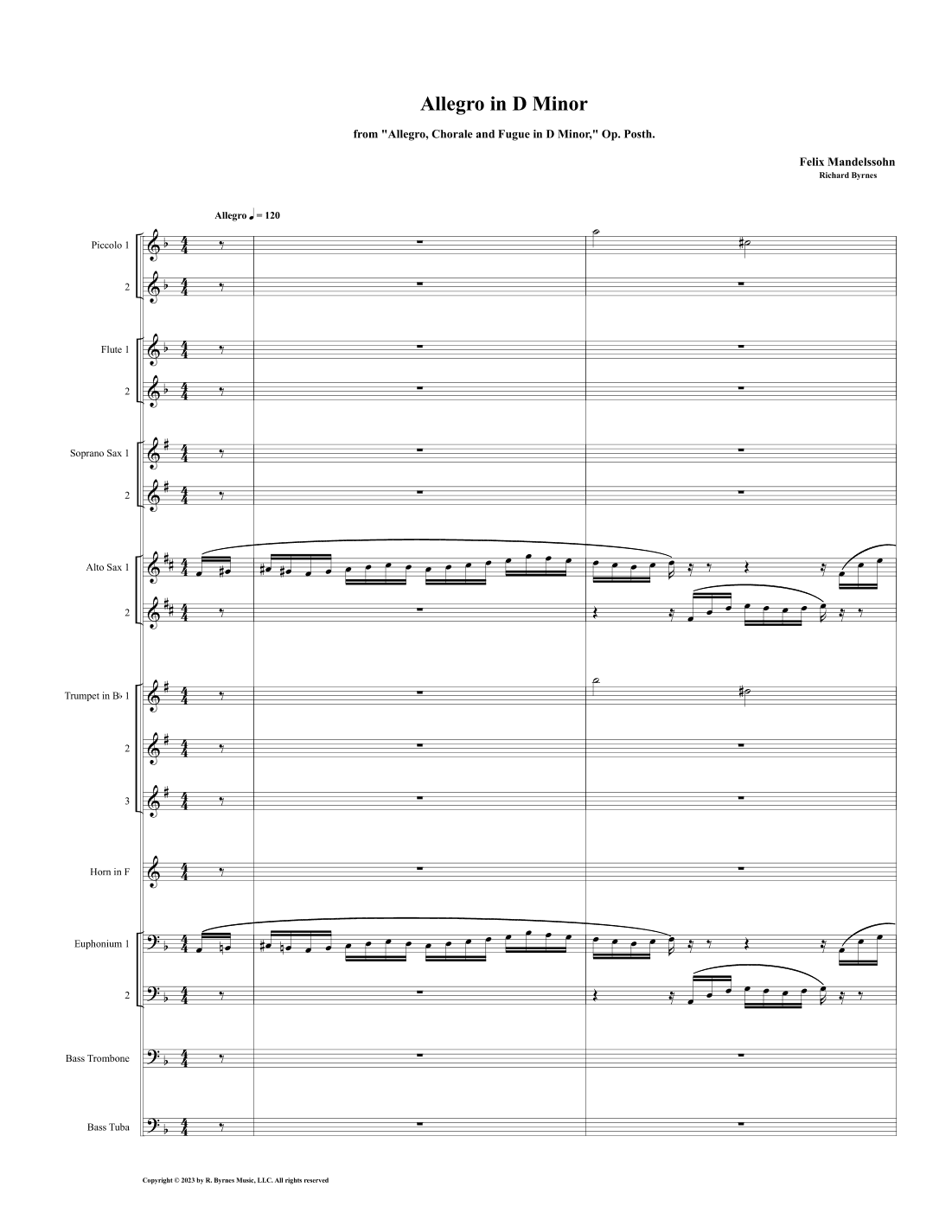 Allegro in D Minor, Op. Posth (Metal Orchestra) (arr. Richard Byrnes)