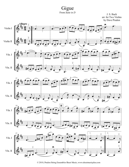 Bach Gigue for Two Violins (arr. Dave Prudon)