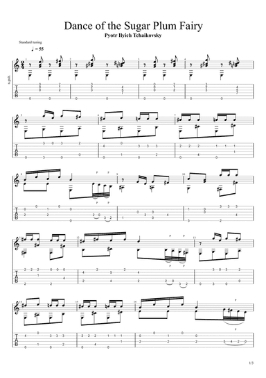 Dance of the Sugar Plum Fairy from the Nutcracker Suite (Solo Fingerstyle Guitar Tab) (arr. Chris Richter)