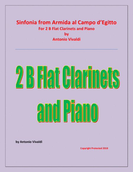 Sinfonia from Armida al Campo D'Egitto - 2 B Flat Clarinets and Piano - Early Advanced (arr. Raymond Fenech)