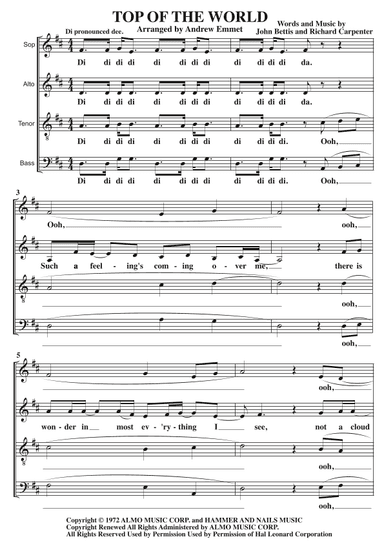 Top Of The World (arr. Andrew Emmet)