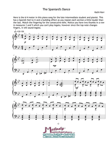 Piano solo late intermediate - Spaniard's Dance