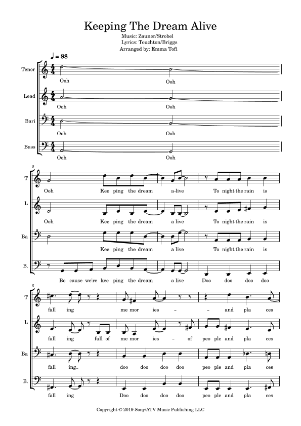 Keeping The Dream Alive (arr. Emma Tofi)