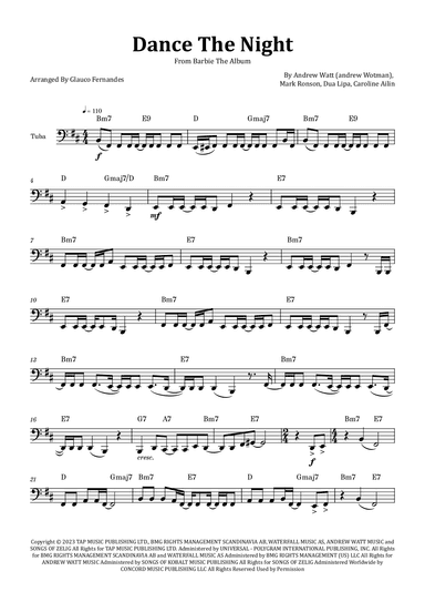 Dance The Night (arr. Glauco Fernandes)