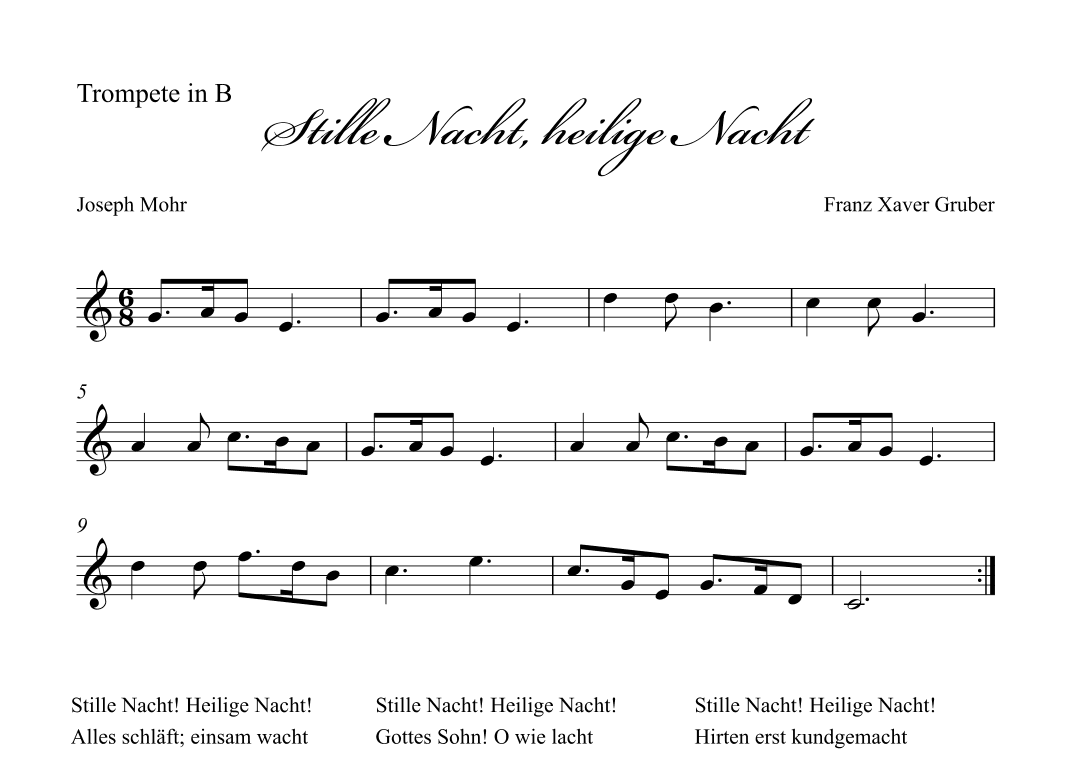 Stille Nacht (Holy Night) - Trompete in Bb (arr. Albrecht Kuch-Weidenbrück)