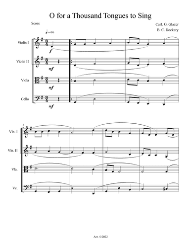 O for a Thousand Tongues to Sing (String Quartet) (arr. B. C. Dockery)