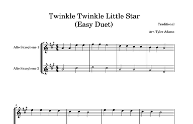 Twinkle Twinkle Little Star (Easy Alto Sax Duet) (arr. Tyler Adams)
