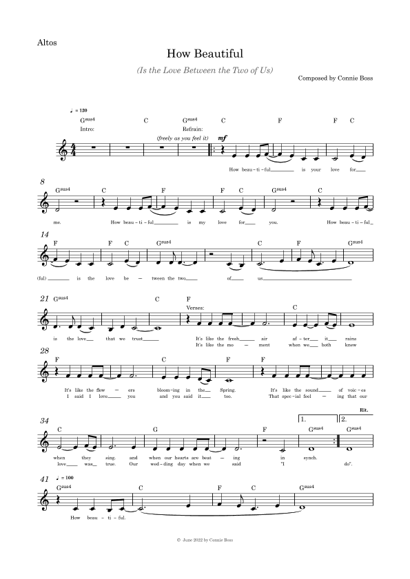 How Beautiful (Is the Love Between the Two of Us) - Love/Wedding song - solo and guitar chords