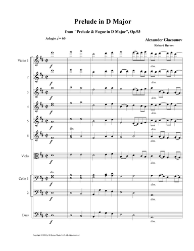 Prelude in D Major, Op. 93 (String Orchestra) (arr. Richard Byrnes)