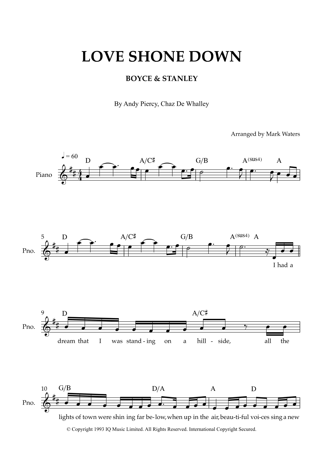 Love Shone Down (arr. Mark Waters)