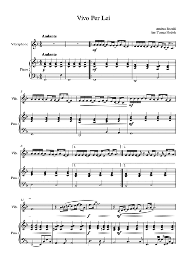 Vivo Per Lei (arr. Tomaz Nedoh)