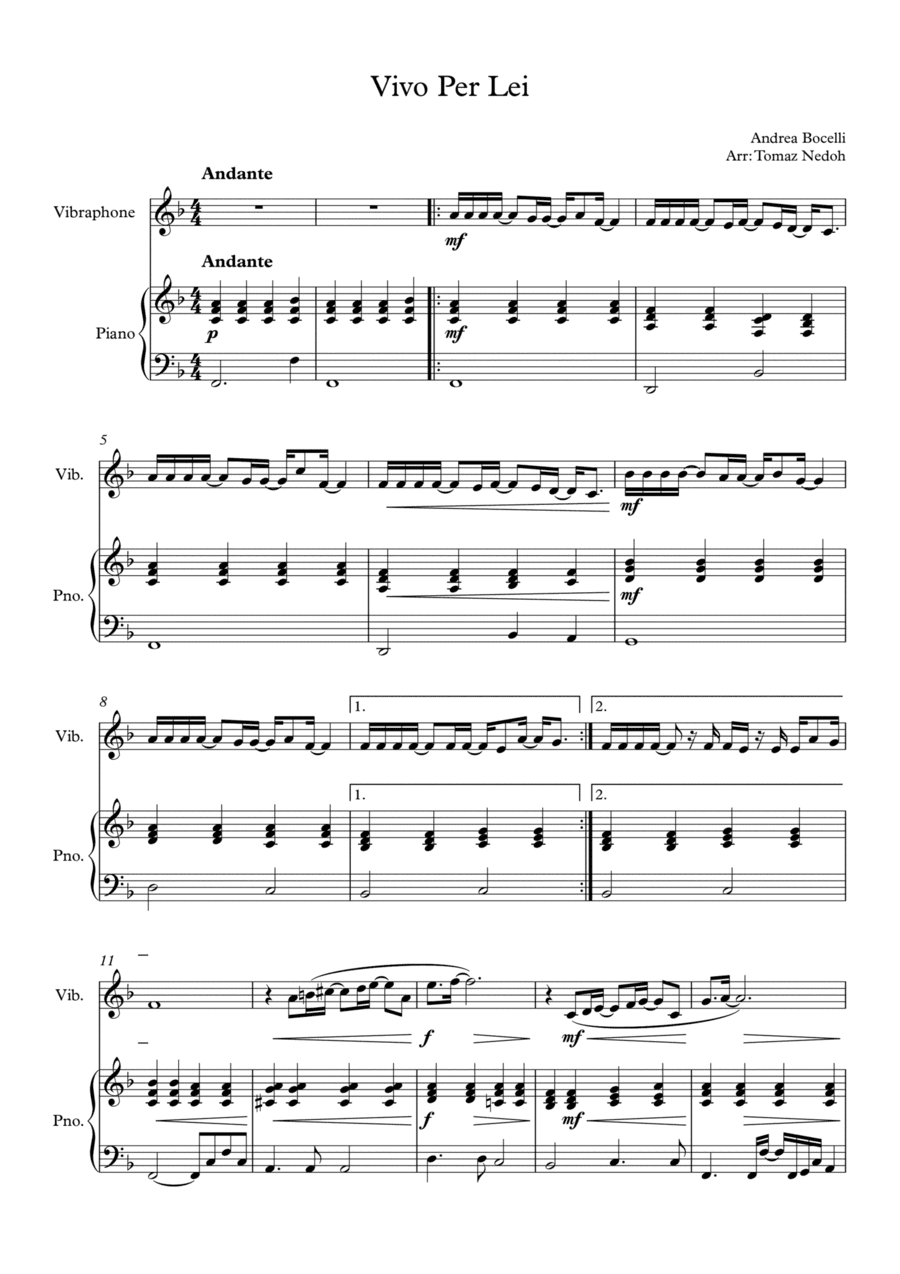 Vivo Per Lei (arr. Tomaz Nedoh)