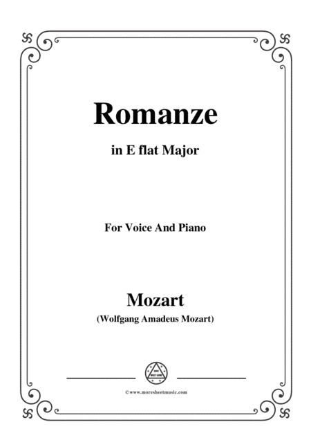 Mozart-Romanze,in E flat Major,for Voice and Piano (arr. MSM)