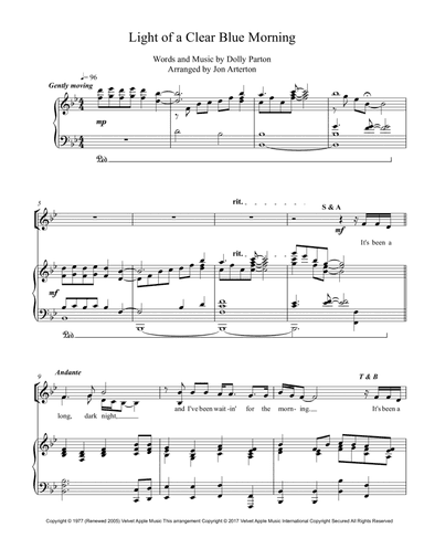 Light Of A Clear Blue Morning (arr. Jon Arterton)