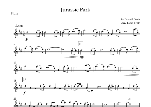 Jurassic Park Iii (arr. Fabio Britto)