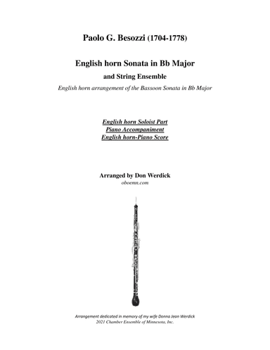 English horn Sonata in Bb Major (arr. Don Werdick (1946 - ))