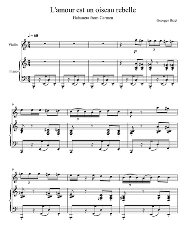 Georges Bizet - Habanera "L’amour est un oiseau rebelle" (Violin Solo) (arr. André Laitano)