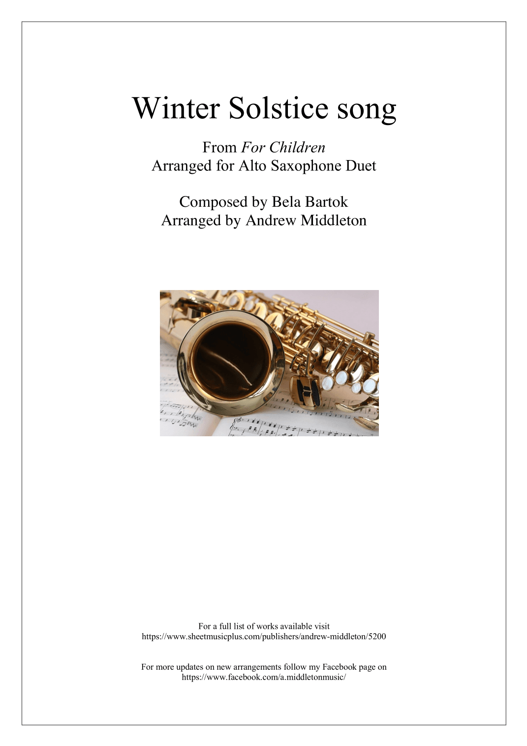 Winter Solstice Song arranged for Clarinet Duet (arr. Andrew Middleton)
