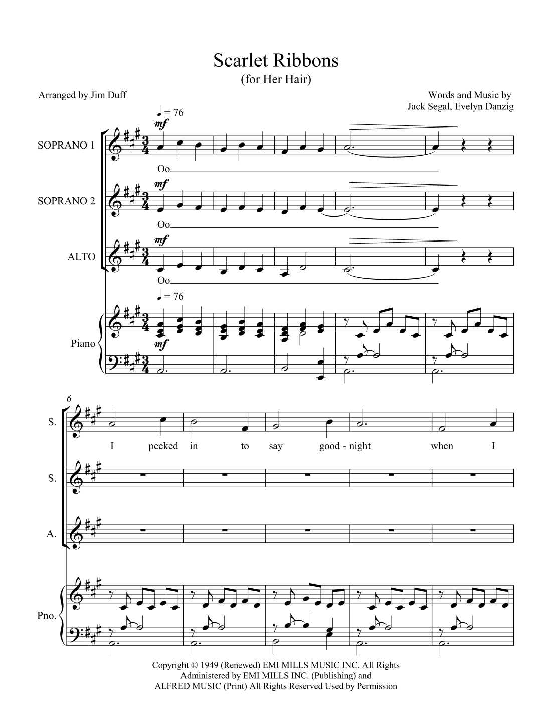 Scarlet Ribbons (for Her Hair) (arr. Jim Duff)
