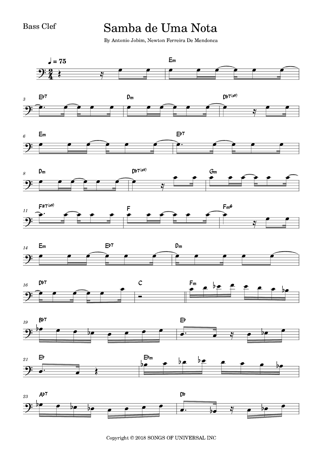 One Note Samba (samba De Uma Nota So) (arr. Fabio Eduardo de Oliveira)