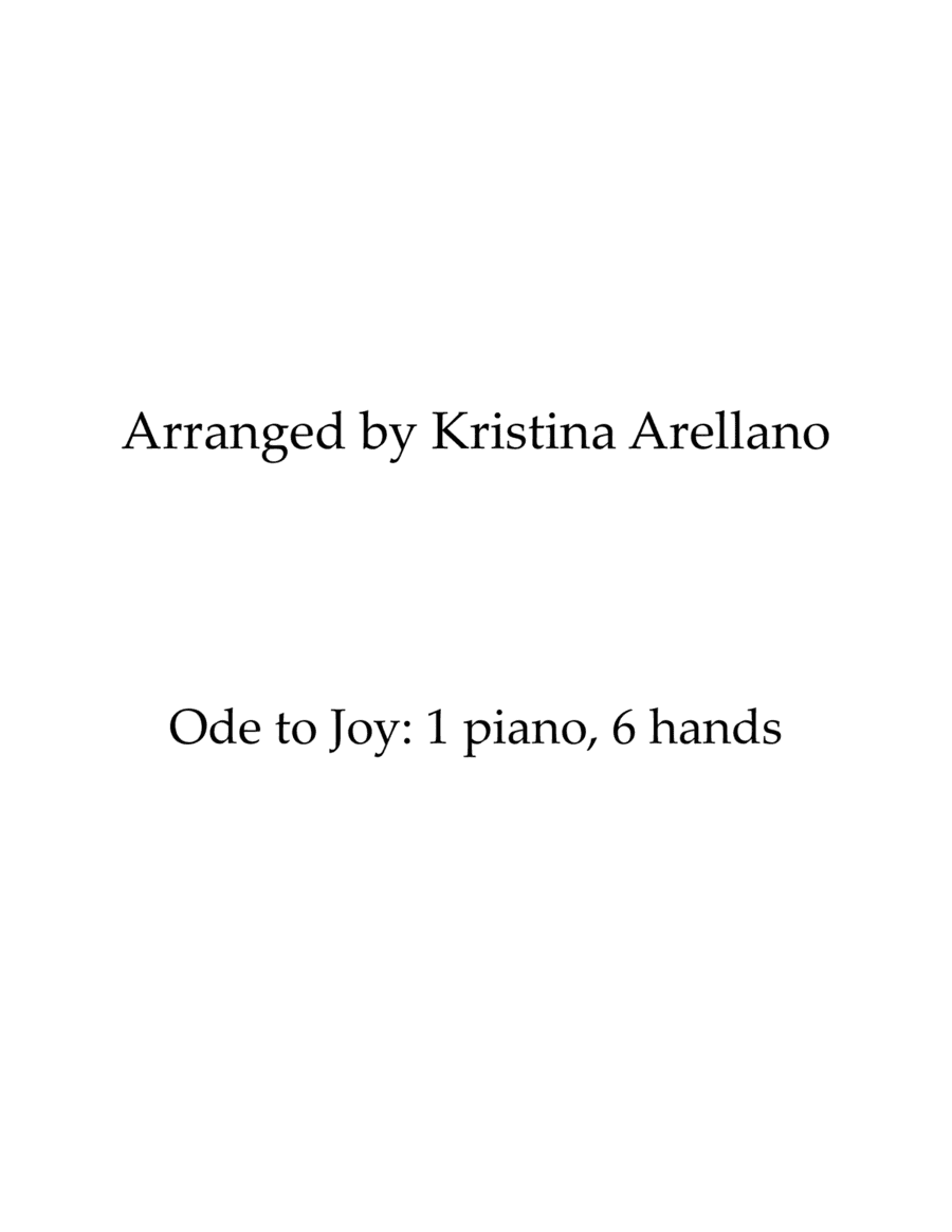 Ode to Joy Piano Trio (1 piano, 6 hands) (arr. Kristina Arellano)