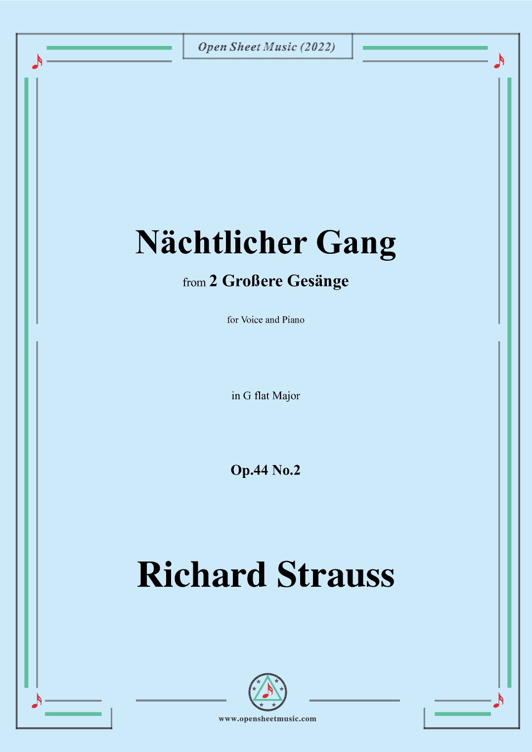 Richard Strauss-Nächtlicher Gang,in G flat Major,Op.44 No.2 (arr. OSM Press)