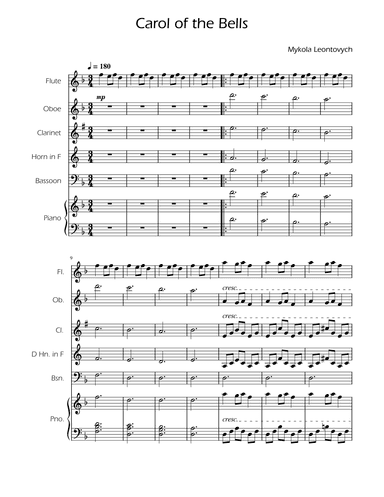 Carol of the Bells - Woodwind Quintet w/ Piano (arr. Ygor Nunes)