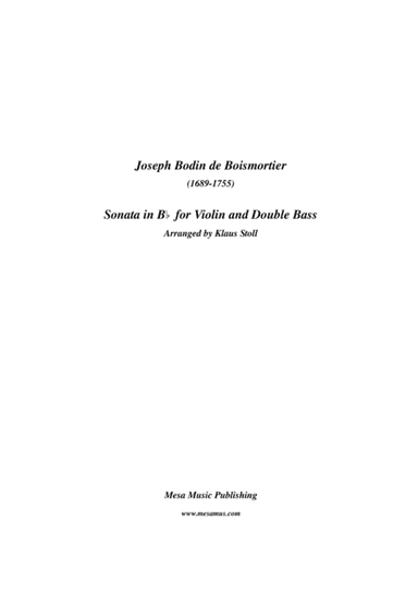 Joseph Boismortier (1689-1734) Sonata in Bb major for double bass and violin. Transcribed and edited (arr. Klaus Stoll)