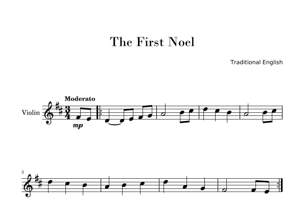The First Noel (Easy Violin Solo) (arr. Gisele Sant'Ana)