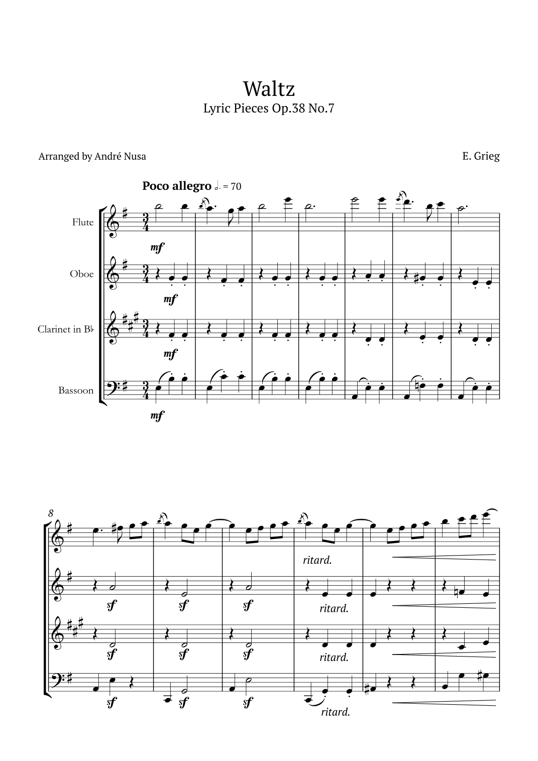 Lyric Pieces Op.38 No.7 (arr. André Nusa)