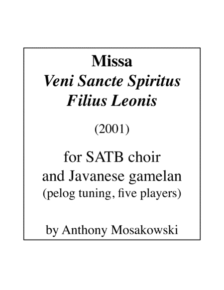 Missa Veni Sancte Spiritus Filius Leonis - Score