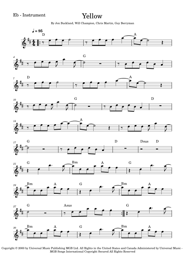 Yellow (arr. Fabio Eduardo de Oliveira)