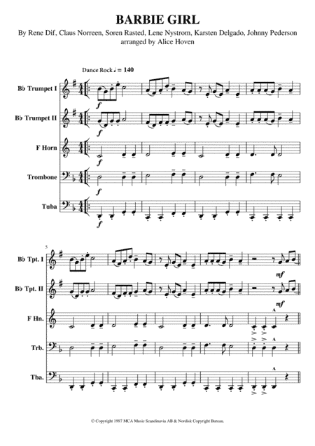 Barbie Girl (arr. Alice Hoven)