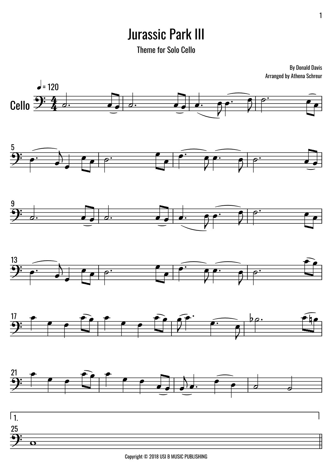 Jurassic Park Iii (arr. Athena Schreur)