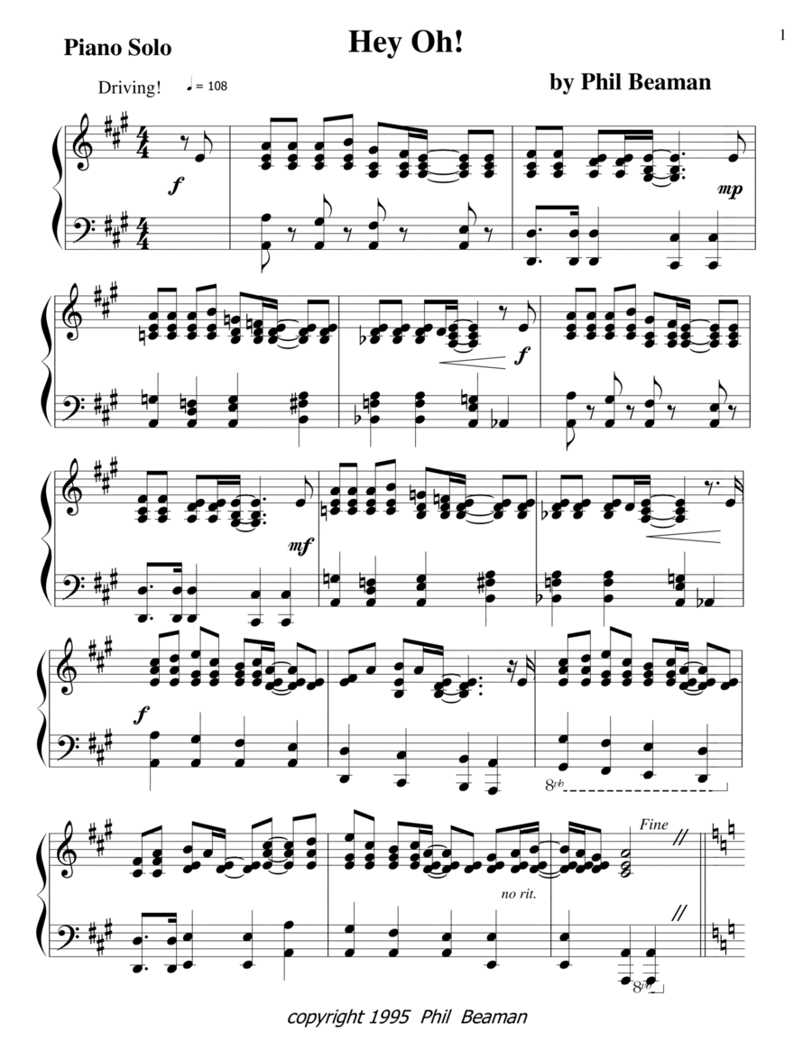 Hey Oh!- piano solo