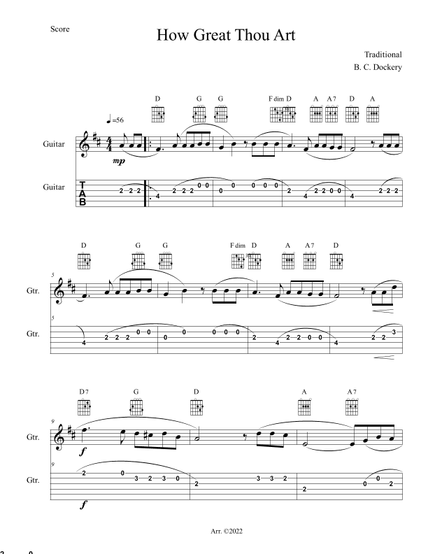 How Great Thou Art (Guitar Solo with TAB) (arr. B. C. Dockery)