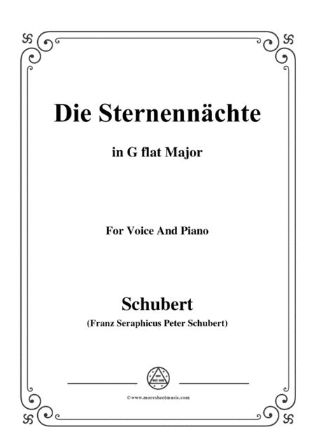 Schubert-Die Sternennächte,Op.165 No.2,in G flat Major,for Voice&Piano (arr. MSM)