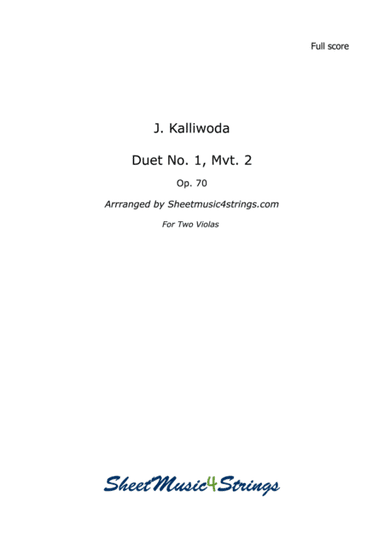 Kalliwoda, J. - Duet No.1, Mvt. 2, Op. 70 for Two Violas (arr. Linda Scott)