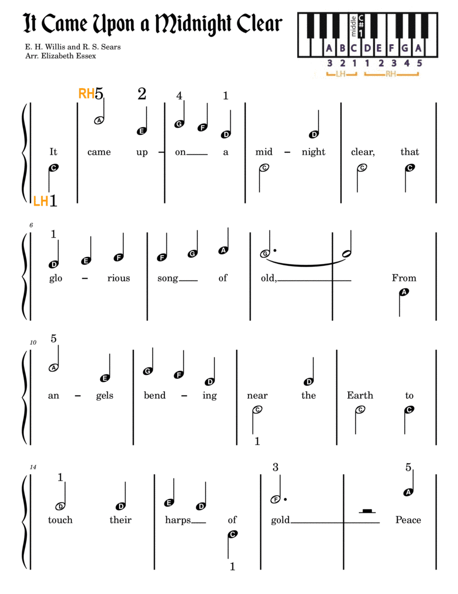 It Came Upon a Midnight Clear - Pre-staff - Alpha Notation (arr. Elizabeth Essex)