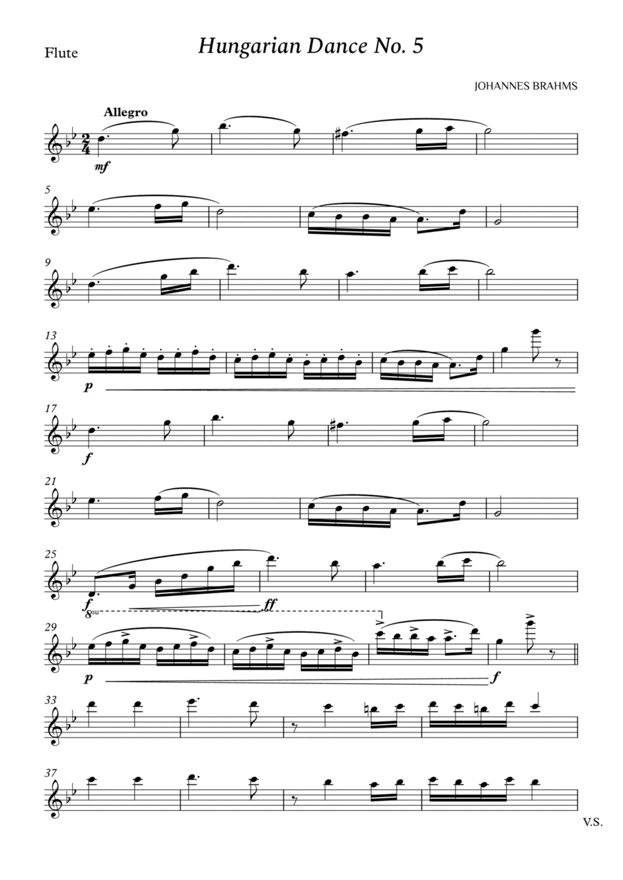 Hungarian Dance No. 5 for Flute (arr. Cássio Silva Chaves)