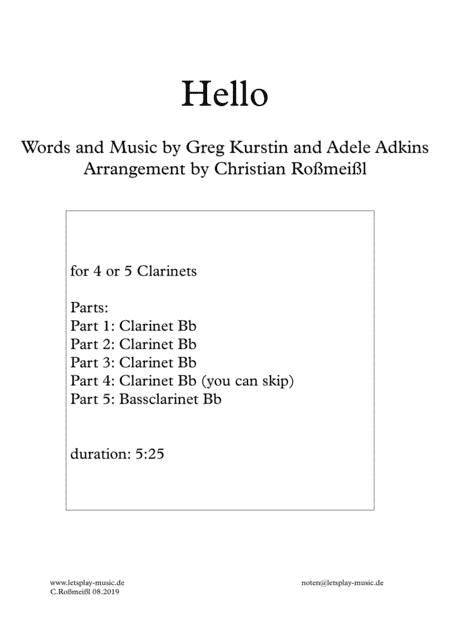 Hello (arr. Christian Roßmeißl)
