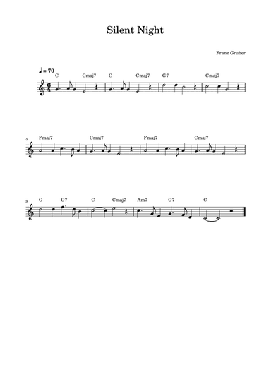 Silent Night - Main melody with chords for accompaniment (arr. Marianus)